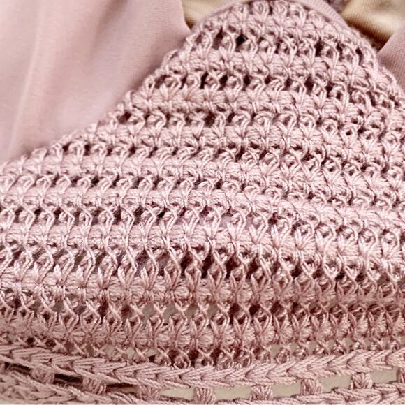 Shade & Shore Bikini Top Lavender Crochet Detail Tie Back Swimsuit Top Size 34B - Picture 10 of 12